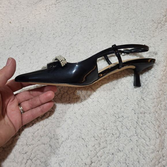 NEW Jewel Badgley Mischka Krystia Slingback Kitten Heels with Pearled Bow SIZE 5 - Picture 4 of 7